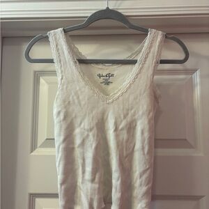 Brandy Melville Cream Lace V-Neck Top